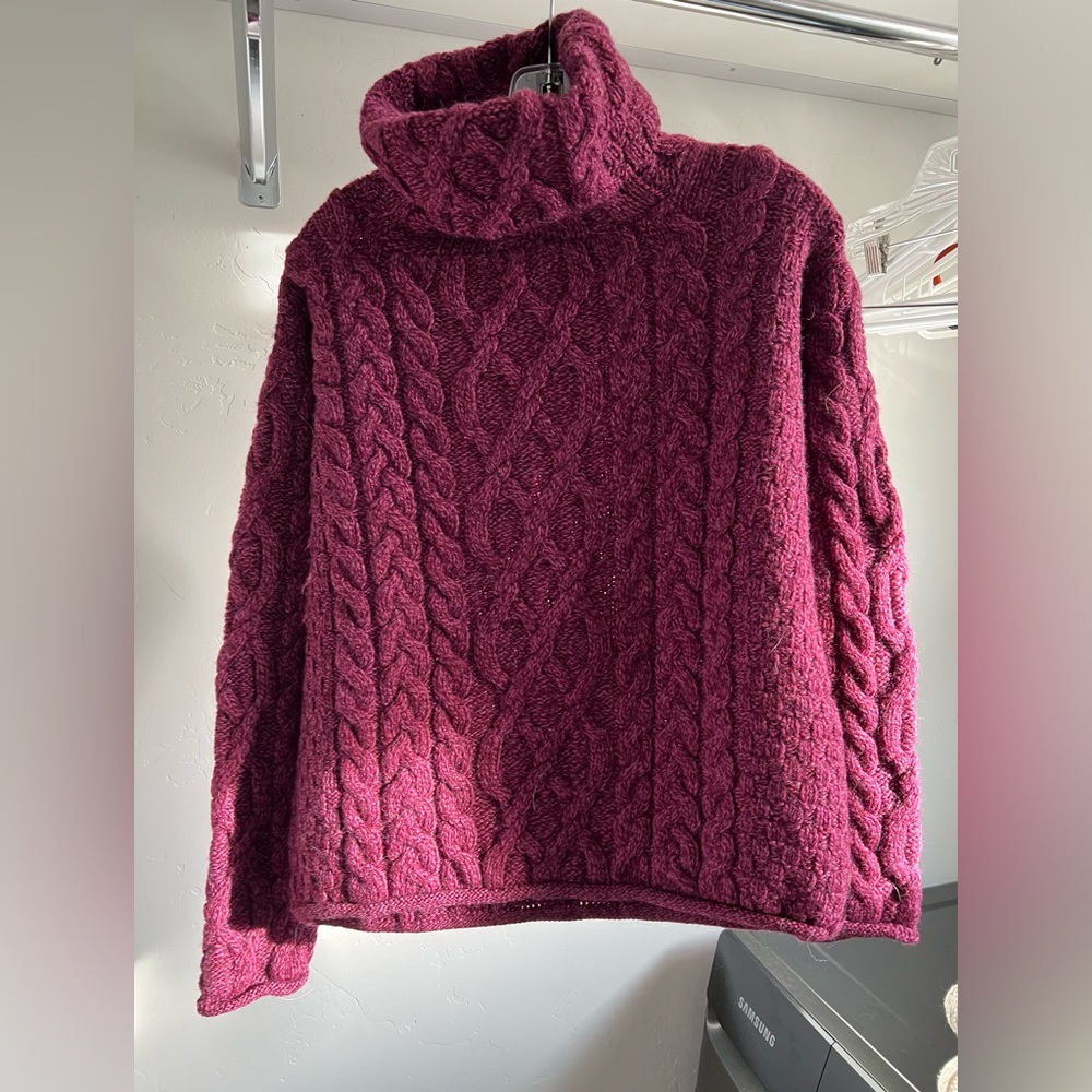 100% Merino Wool Raspberry Turtleneck from Ireland